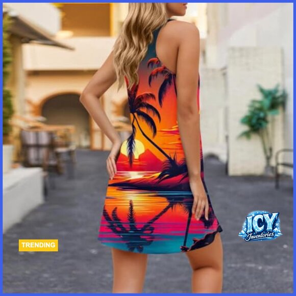 V-Neck Sleeveless Midi Sundress with Pockets, Casual Boho Beach Dress - Picture 6 of 7